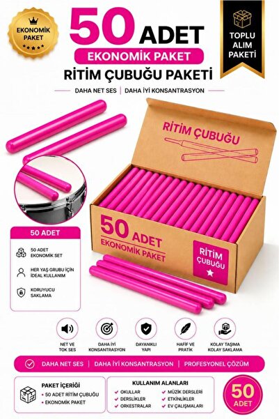 Örf-BT-25PK-25X Pembe Ritim Çubuğu Örf Aletleri Seti 25 cm Karbon Fiber Toptan Paket (25 Çift Tek Renk)