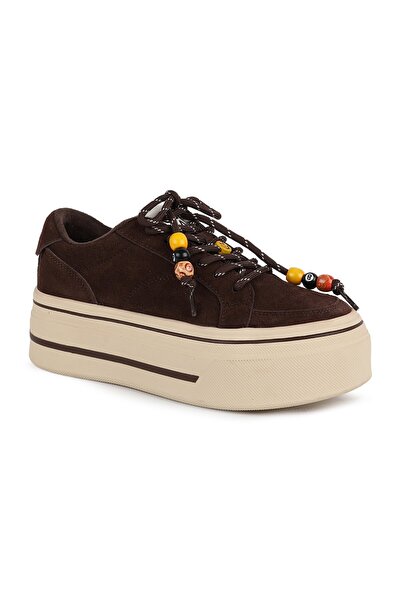 Guja Women's Sneaker 366-2 Camel Genuine Textured Suede Colorful Bead Lace De...