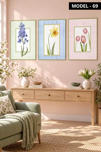 Akıllı Kağıt Yapışkanlı Keçe Tablo - Poster Çiçek (Model- 69)