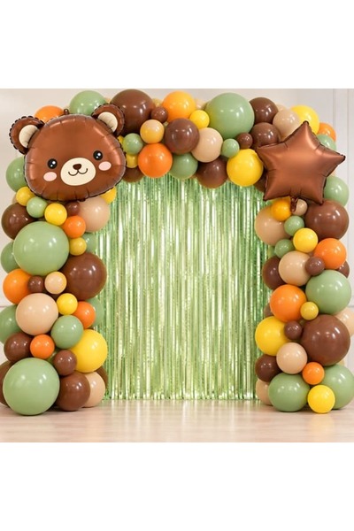 parti show Süper Bear Temalı Ayıcık Folyo Balonlu Zincir Set