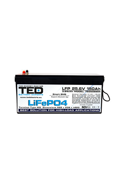 TED Electric Acumulator LiFePO4 25.6V 150Ah 3840Wh Multifunctional cu Smart BMS si Monitorizare prin Aplicatie