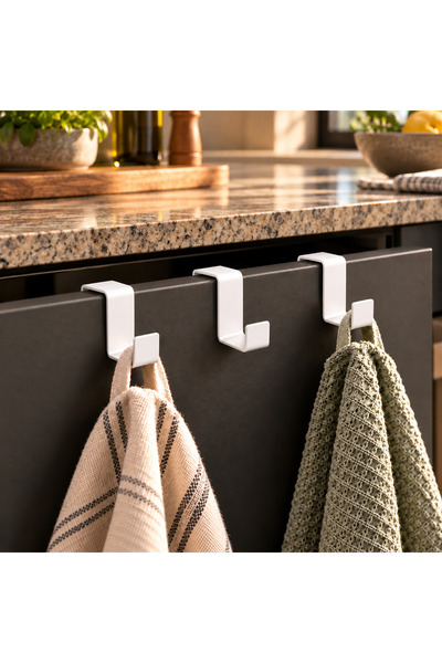 Blaene Stainless Steel 3-Piece Over-The-Door Towel Rack, Kitchen Cabinet Hanger, Shower Cabin Hanger, Towel and Robe Hanger Without Drilling - Bth-020