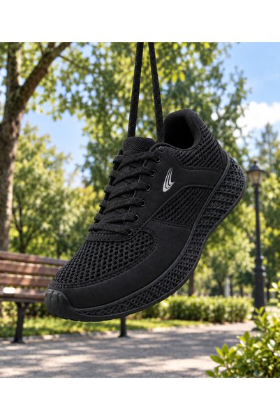 Dark Heel Women's Black Casual Mesh Anorak Lace-Up Lightweight Sneaker Non-Slip Sole Comfortable Running Shoes