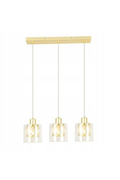 Reality Lustră suspendată AUR, candelabru glamour AUR, cu 3 abajururi din sti...