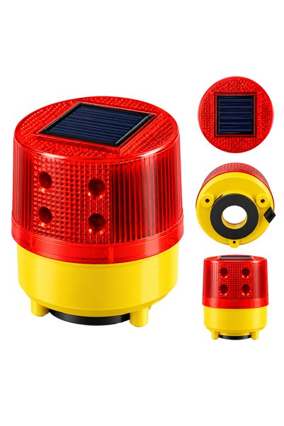 Powermaster PM-39274 Solar Enerjili Mıknatıs Tabanlı Kırmızı İkaz Uyarı Lambası