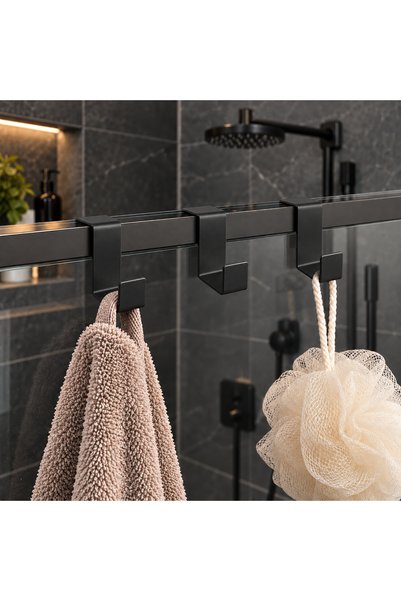 Blaene Stainless Steel 3-Piece Over-The-Door Towel Rack Kitchen Cabinet Hanger Shower Cabin Hanger Towel Robe Hanger Without Drilling - Bth-020