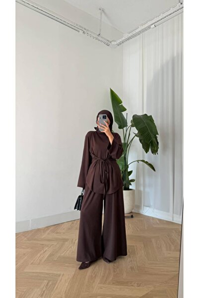 Bliss Women's Hijab Waist-Tied Two-Piece Set Tunic Pants Bottom Top Set