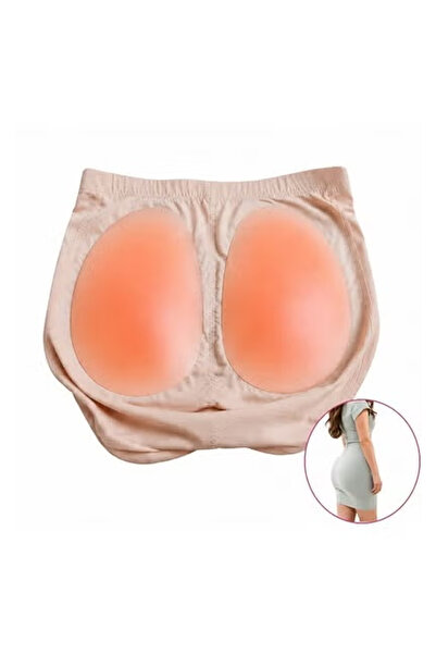 Nevara Women's Padded Panties with Removable Silicone Pads for Hip Enhancement, High Waist and Comfortable Undergarment Design - Beige