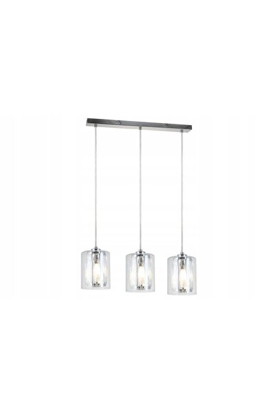Reality Lustră suspendată GLAMOUR cromată, cu 3 abajururi din sticlă și cristal