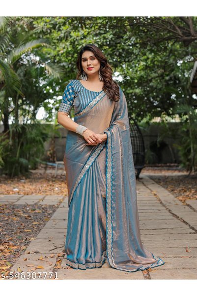 Generic Brand Women's Wedding Saree | Organza Saree | Embroidery Organza Sare...