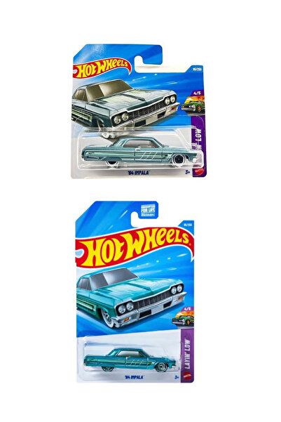 HOT WHEELS '64 Impala Turkuaz Kısa ve Uzun Kart Seti