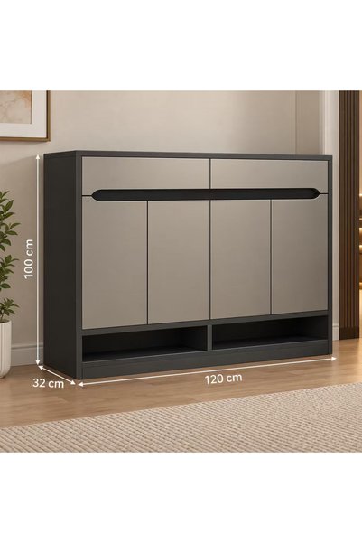 KEKE Shoe Cabinet with Adjustable Shelves, Freestanding Shoe Storage Organizer, Entryway Shoe Rack with D