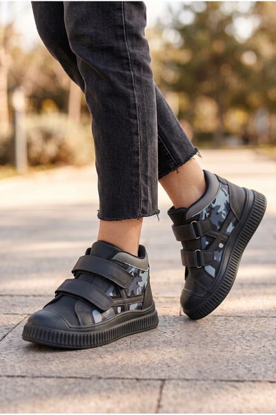 Moda Lime Unisex Παιδικά Παπούτσια Sneaker με Μοτίβο Καμουφλάζ και Αντιολισθη...