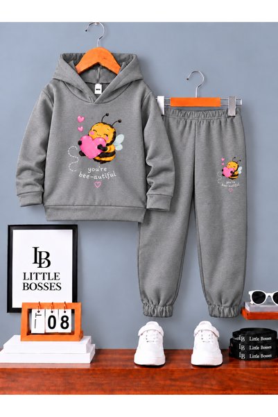LB little bosses طقم رياضي شتوي للأطفال للجنسين. (أري كالب يمسك القلب)