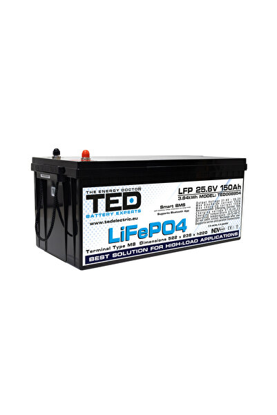 TED Electric Acumulator LiFePO4 25.6V 150Ah 3840Wh Multifunctional cu Smart BMS si Monitorizare prin Aplicatie