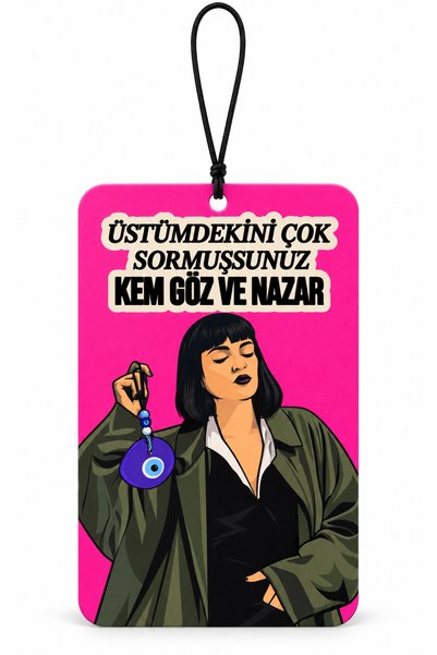 bikoku 3’lü Araba Kokusu Seti Pembe Esprili Sözlü Tasarımlı İpli Asma Oto Araç Kokusu