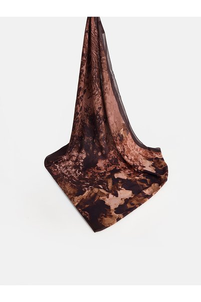 LC Waikiki Nevavm Farkıyla Lcw Accessories Brown Viscose Patterned Women's Shawl