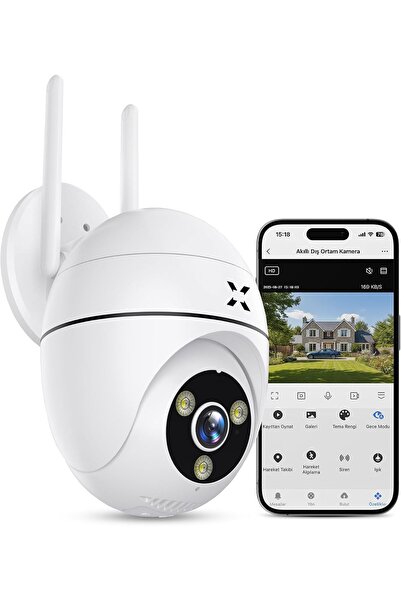 Güvenlik Kamerası | 1440p Mobil Kontrol Hareket Takipli Gece Görüşlü Dış Mekan Kamera X7268