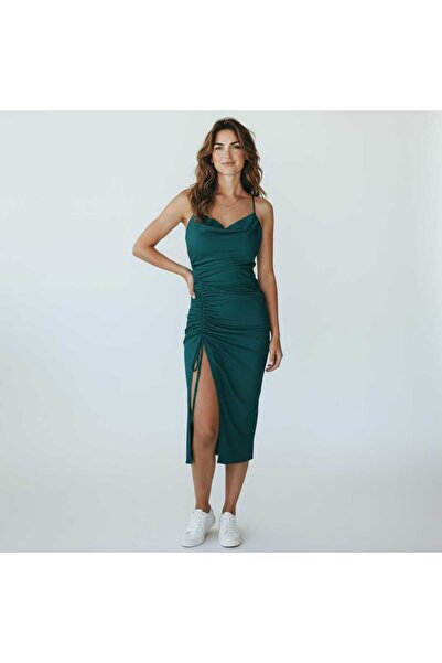 Andress Boutique Rochie midi Fely, Verde turcoaz