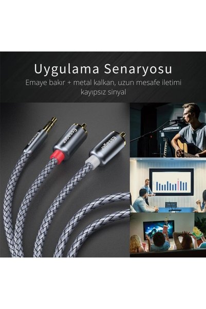 Ronanna Pro Series 3 Metre 3.5MM Jack to RCA Stereo Ses Sistemi Kablosu, Amfi, Hoparlör, TV Ses Sistemi Kabl