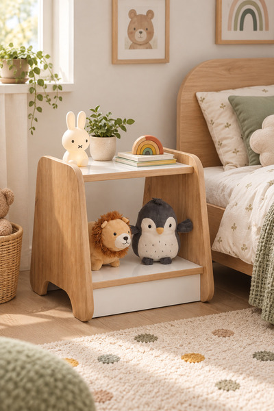 Lumi Montessori Çocuk Komodini – Safir Meşe / Beyaz