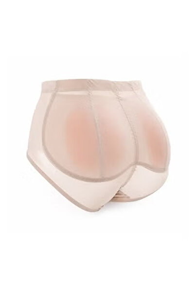 Nevara Women's Padded Panties with Removable Silicone Pads for Hip Enhancement, High Waist and Comfortable Undergarment Design - Beige