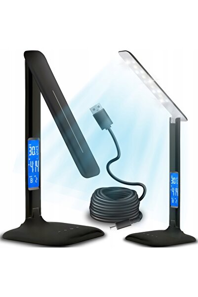 Retoo Lampă de birou LED cu afișaj LCD, ceas, temperatură și dată, pentru șco...