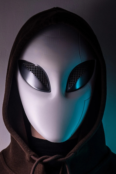 Feny Studio Futuristic White Alien Mask - Halloween and Cosplay Costume Mask