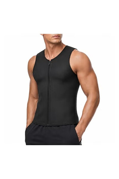 Nevara Men's Zip Front Compression Thermal Vest - Sleeveless Workout Support ...