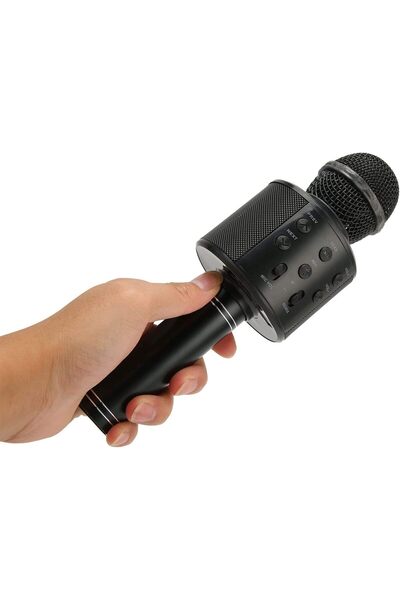 TinyBox Karaoke Mikrofon Aux Usb Ve Sd Kart Girişli Bluetoothlu siyah şarj kablolu şık tasarım hoparlör