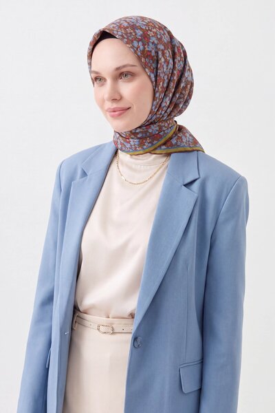 Silk Home Mekani šal mini cvetni čokoladno smeđi