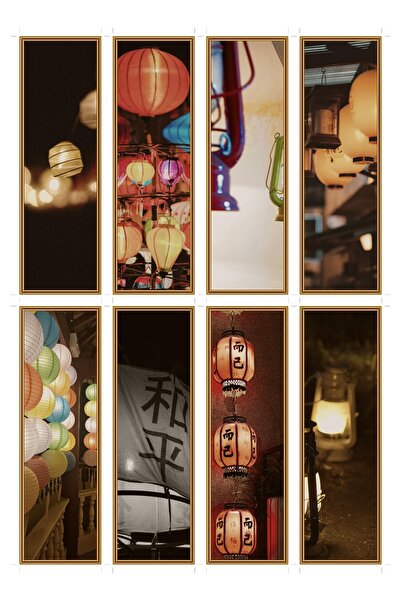 OEM Set 8 semne de carte cu tema felinar luminos, design elegant, carton premium