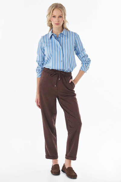 Kayra Pantaloni din piele intoarsa cu sireturi 79033