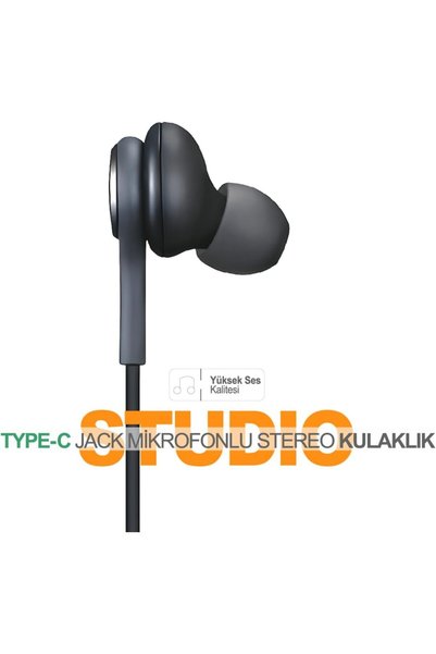 StepCo AKG Type-C Kulaklık, Samsung A72/A73/A53/M23/M33/S20/S21/S22/S23 Uyumlu, Siyah, Mikrofonlu L310KBKL1