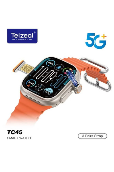 TELZEAL 5G+ TC45 Smart Watch – 2.2 Inch HD Touchscreen, 8MP Camera, SIM Suppo...
