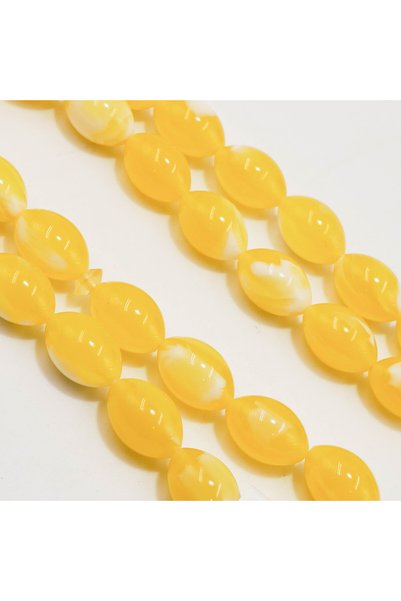 Generic Brand Amber Dust Rosary – 33 Beads 8×11.5mm Yellow & White Oval Prayer Tasbih 21g