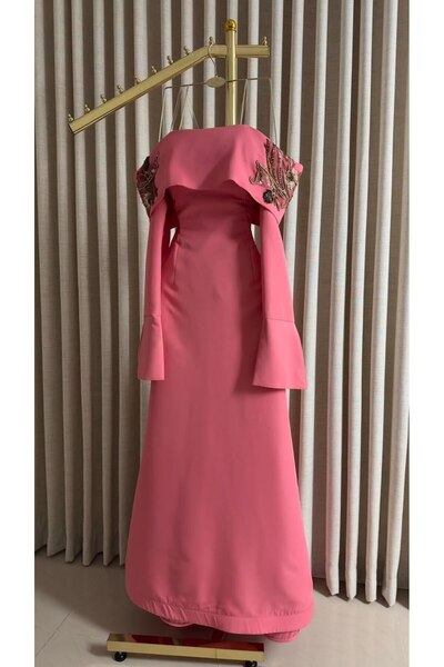 TOP BERLANTY Luxury Off Shoulder Evening Dress with Hand Embroidery and Extended Tail