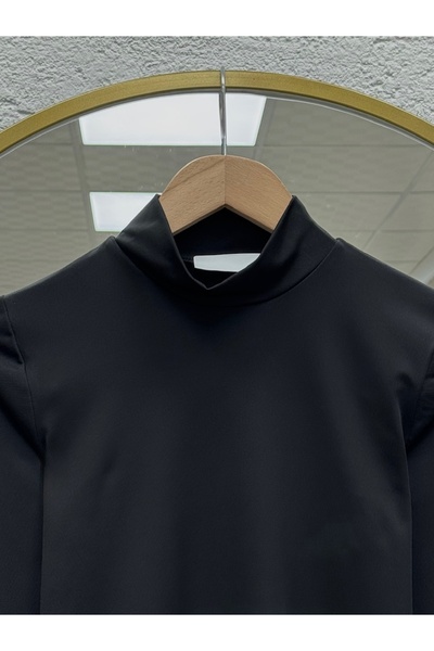 MİHRA STORE Bluză cu mâneci din blană Gülzade - SS13103 Negru