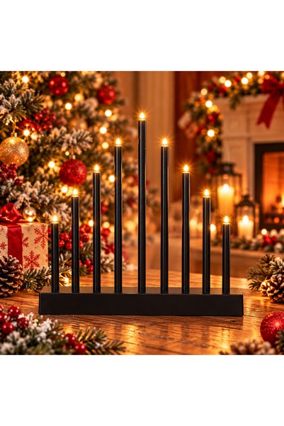 unbranded Sfesnic decorativ de Advent cu 9 lumanari LED, negru