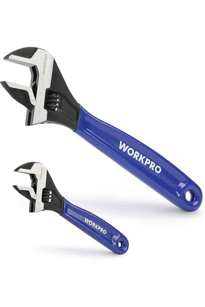 Workpro 2-Piece Adjustable Wrench Set, 150 mm & 250 mm Wide Jaw Wrenches
