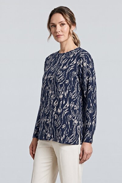 Ravencia Printed Patterned Glittery Lycra Slit Women's Mother Combed Cotton Blouse