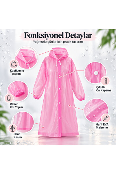 Coverzone Pelerină de ploaie lungă cu glugă, unisex, rezistentă la apă, ușoară, pliabilă, din EVA, pentru femei și bărbați, cu design cu capse, YK98