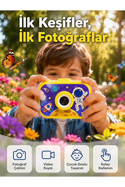 EliteEco NOVENTO Mini Çocuk Dijital Fotoğraf Makinesi Type-C Şarjlı HD Video Kamera Analog Kameralar