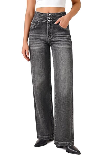 GENERAL roswear Women's Wide Leg Jeans Casual High Waisted Stretch Baggy Loos...
