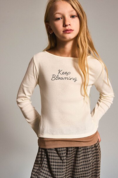DeFacto Fashion Fit Langarm-T-Shirt mit U-Boot-Ausschnitt und bedruckter Schi...
