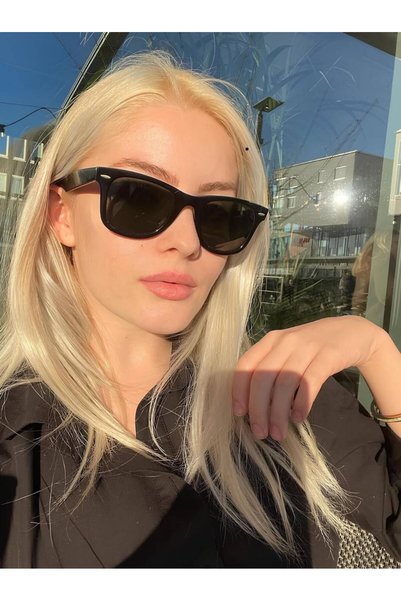 Unisex Siyah Klasik Wayfarer Tarzı Güneş Gözlüğü - Günlük ve Sokak Modası