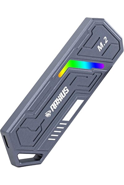 RaXius DK03 USB-A/Type-C Kablolu RGB 22x80 M.2 NVMe Taşınabilir Harici SSD (Boş Kutu)