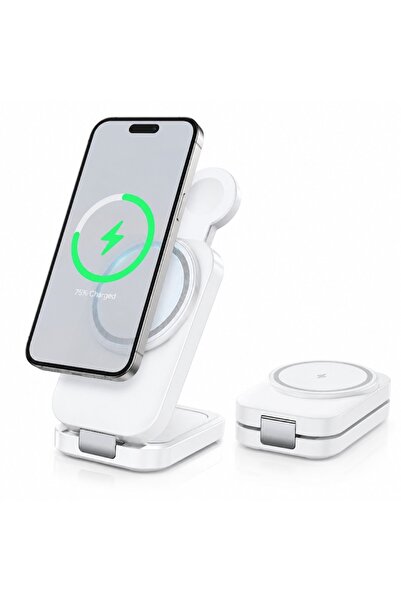 Sunix Încărcător Wireless Magnetic Pliabil MG200, 3 în 1, MagSafe, Fast Charg...