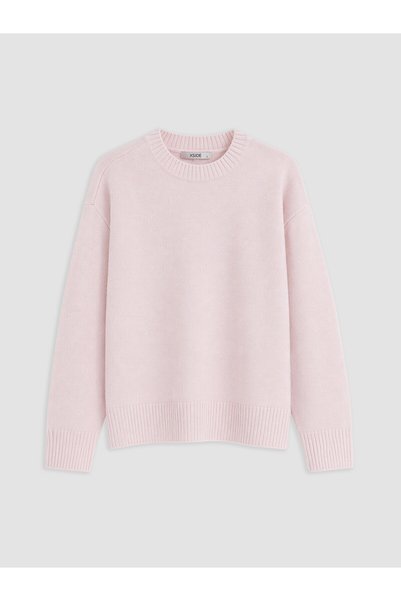 LC Waikiki Nevavm Xside Pink Knitwear Plain Oval Neck Women's Sweater with Di...