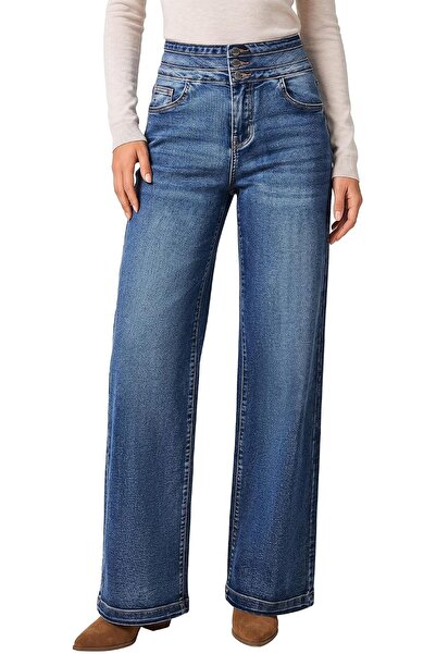 GENERAL roswear Women's Wide Leg Jeans Casual High Waisted Stretch Baggy Loos...
